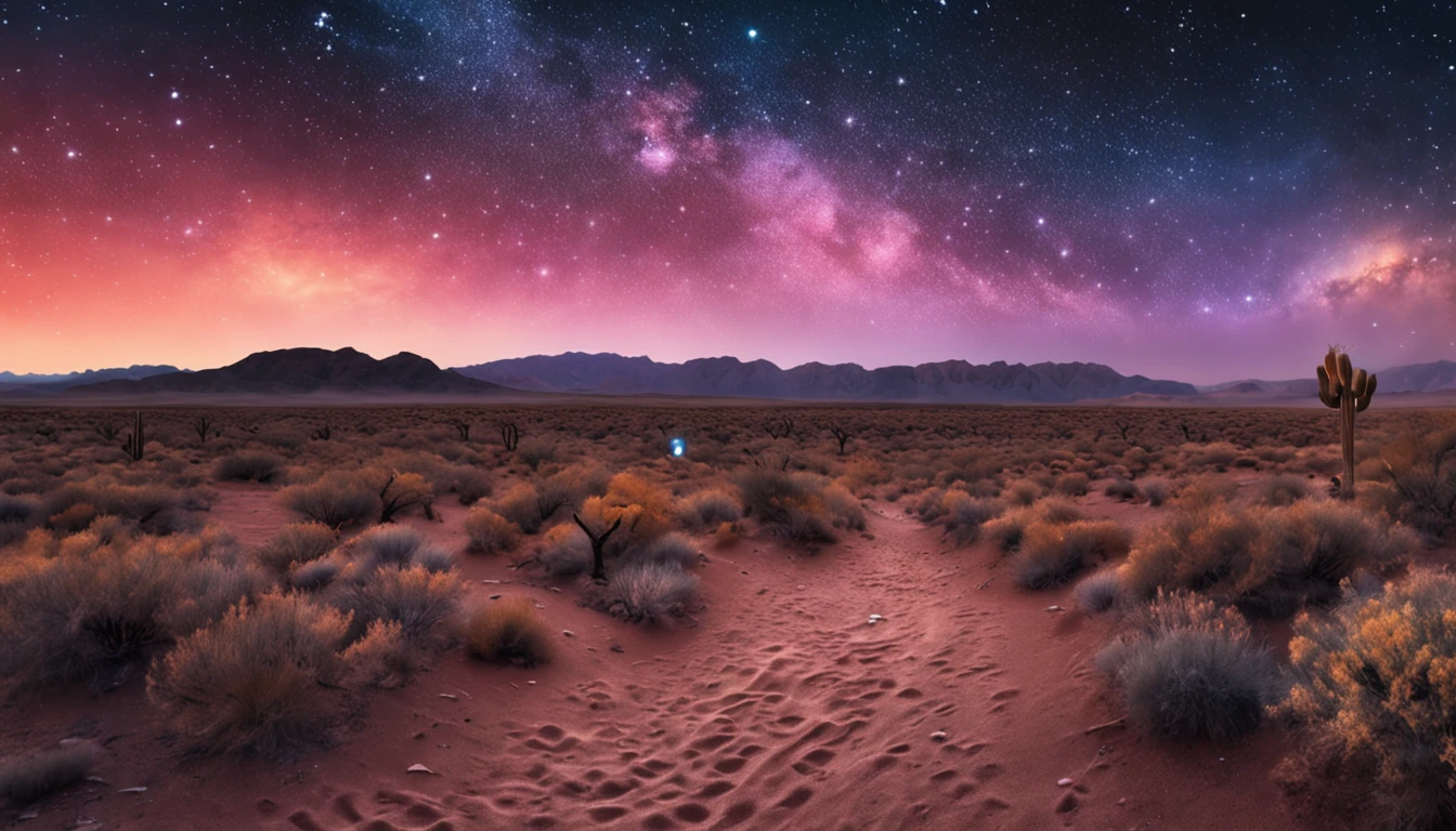 breath-taking,Van Gogh-style starry sky in quaint night sky,Rolling desert,the expanse,