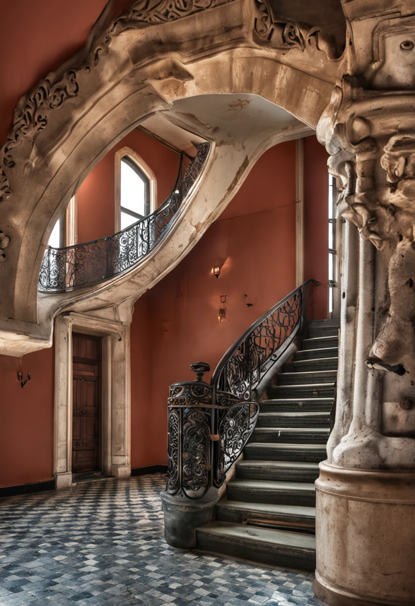 blue sky and in the sky a door and a beautiful staircase that refers to royalty, no fundo da imagem um ceu azul e muitas nuvens, The sky, a escada e a porta