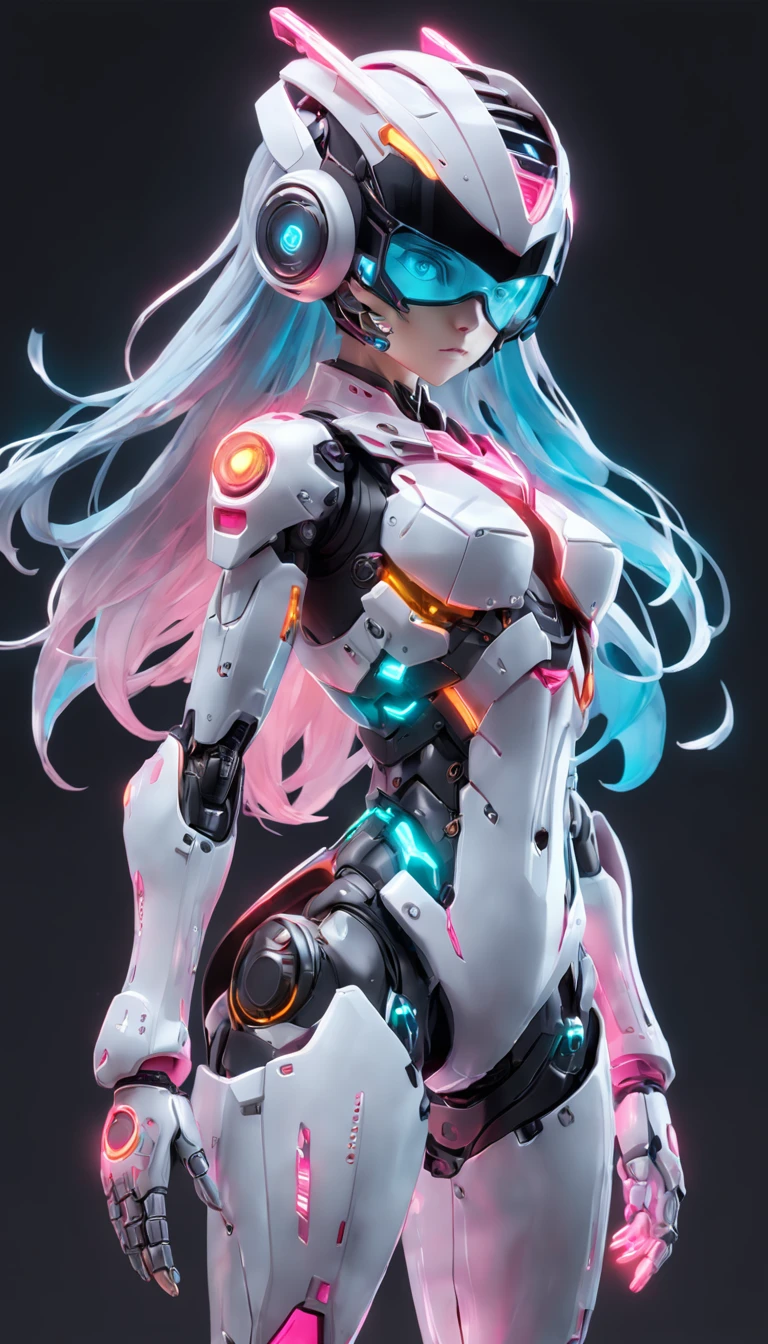 cyborgs, (blind box toy style:1.2), (Full body shot) , 1 transparent girl,Transparent Mecha, Exquisite helmet:1.2, Phosphorescent goggles:1.2, Cyberpunk, Dreamy glow, bright neon lights, clean, White background, ( Global Illumination, Ray traching, nffsw, Unreal Render,Reasonable design, high detal, masutepiece, Best Quality, hyper HD, Cinematic lighting)