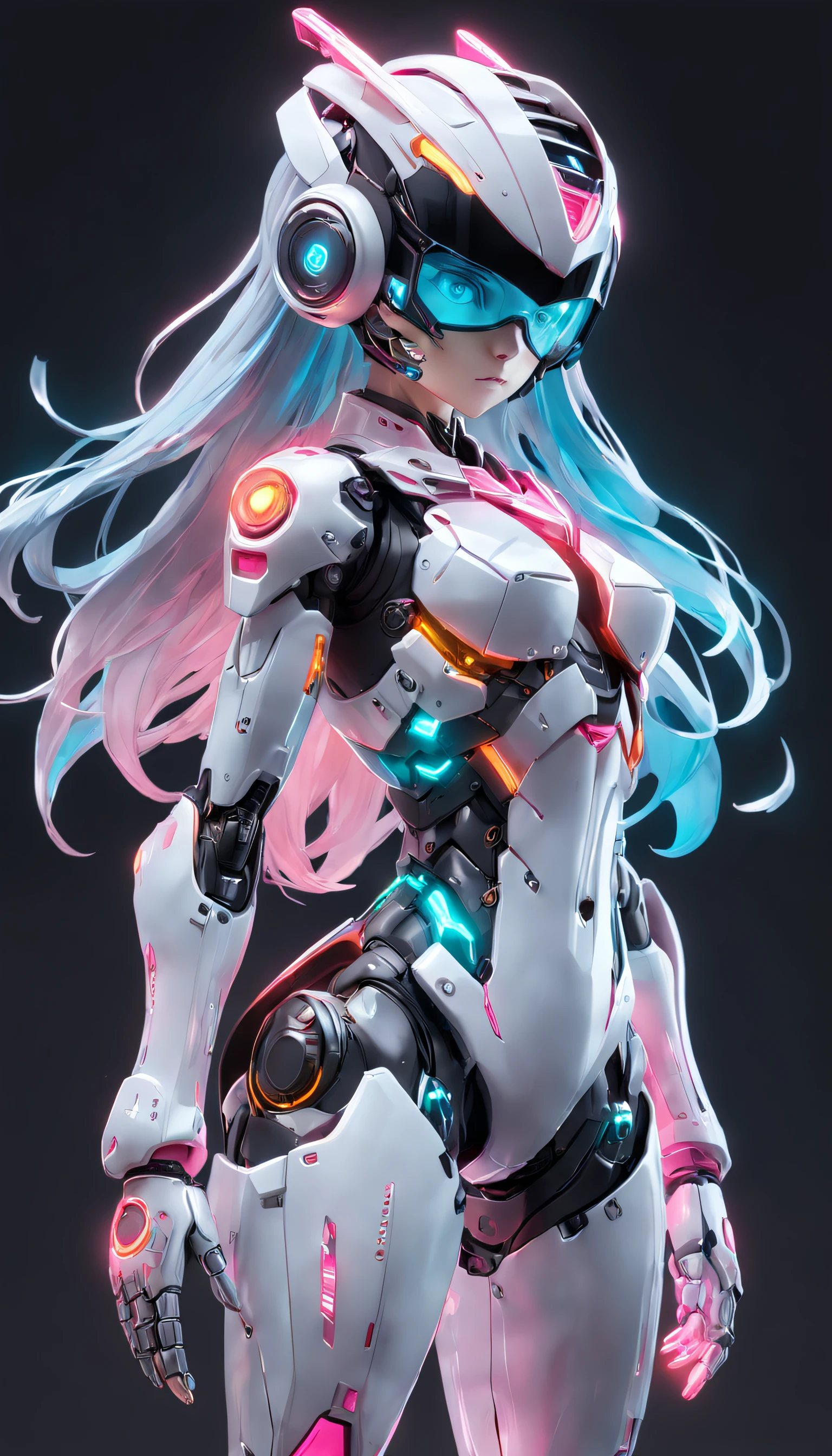 cyborgs, (blind box toy style:1.2), (Full body shot) , 1 transparent girl,Transparent Mecha, Exquisite helmet:1.2, Phosphorescent goggles:1.2, Cyberpunk, Dreamy glow, bright neon lights, clean, White background, ( Global Illumination, Ray traching, nffsw, Unreal Render,Reasonable design, high detal, masutepiece, Best Quality, hyper HD, Cinematic lighting)