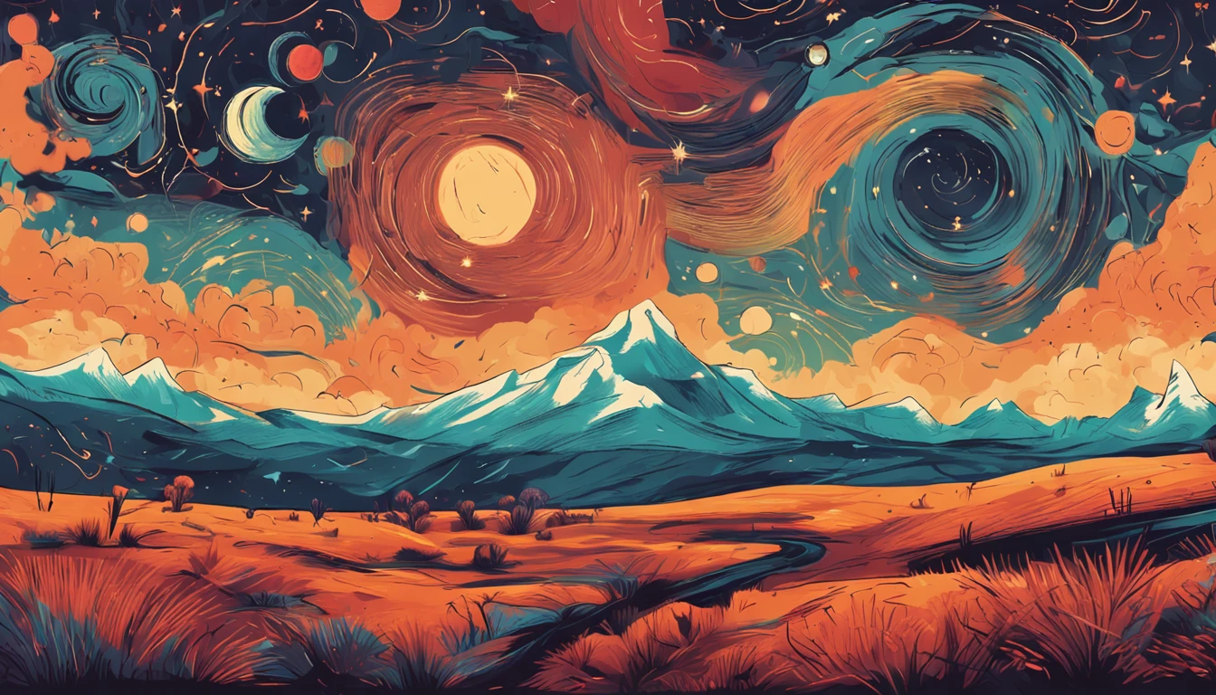 breath-taking,Van Gogh style starry sky,In the quaint night sky,((Rolling desert)),the expanse,