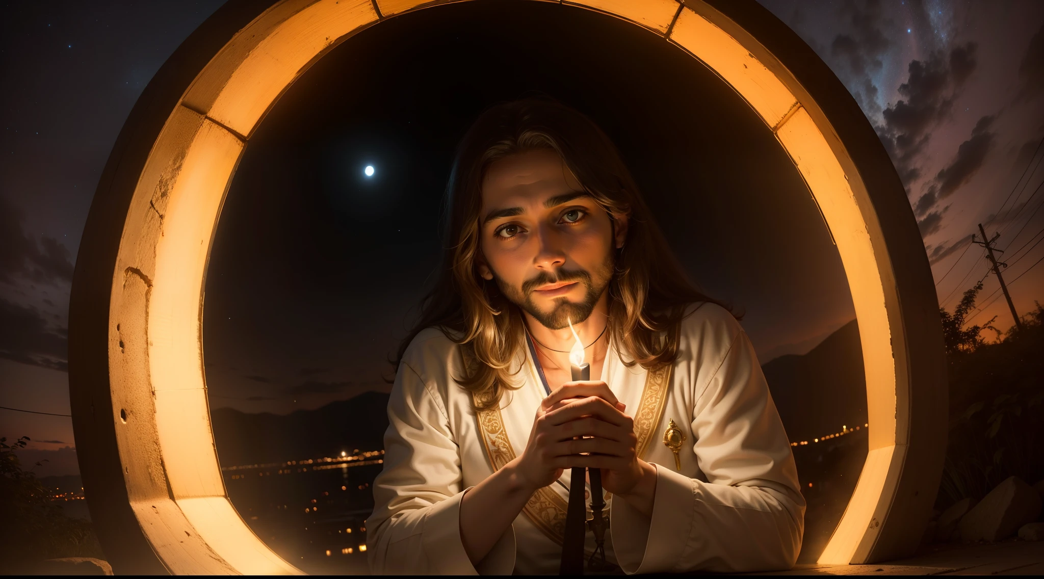 Noite iluminada por jesus cristo