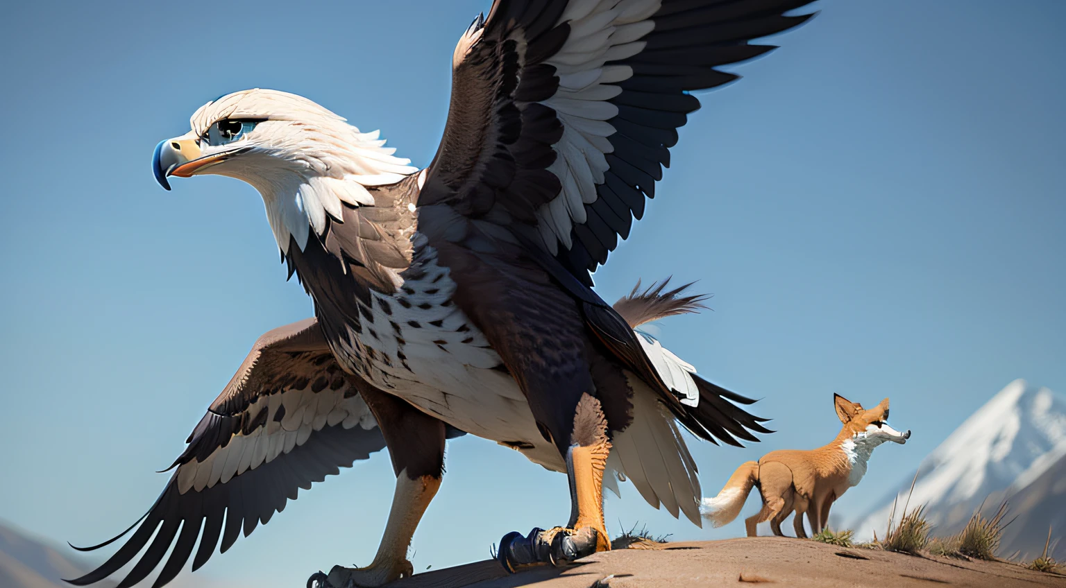 eagle hunting fox cubs