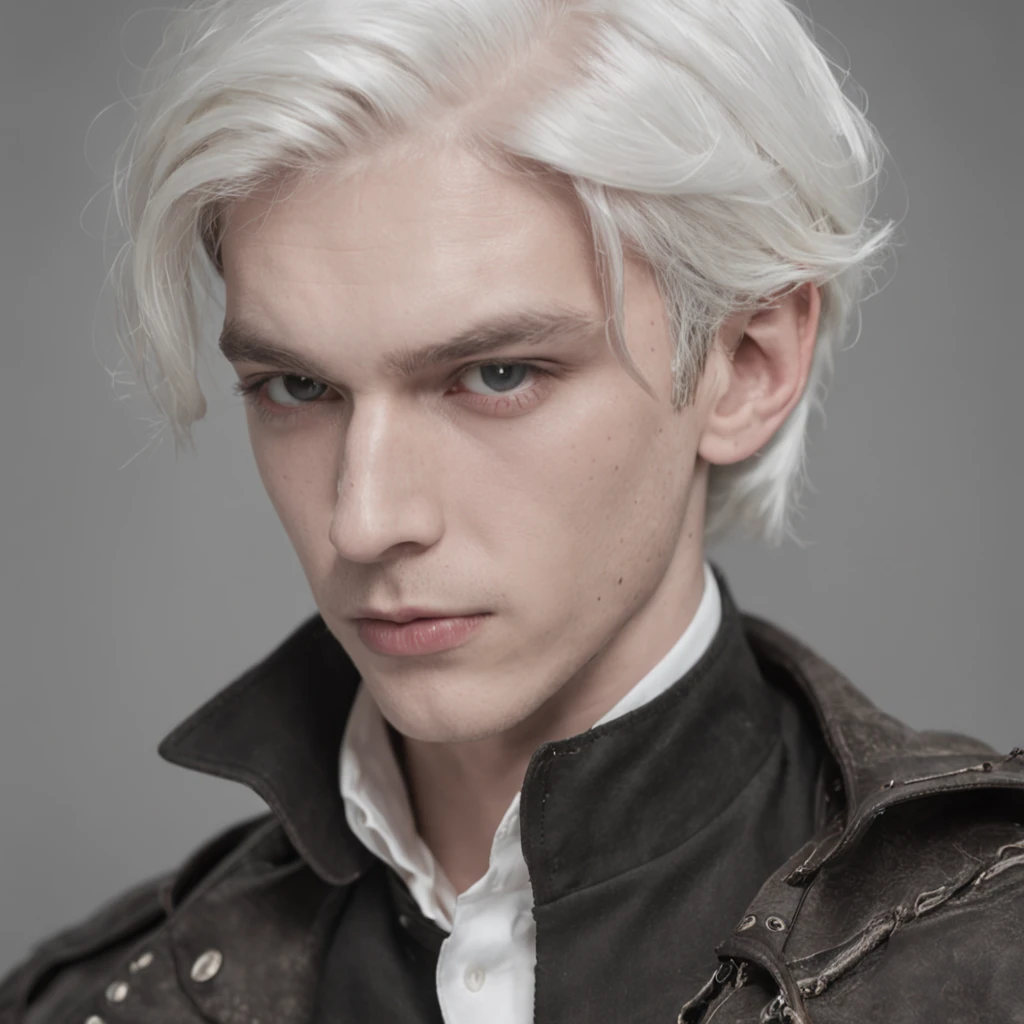 1boy,male,young man,Pale teenager,Rose blanche,white shirt,bandagens,bloods,Low screen contrast,High brightness,White hair