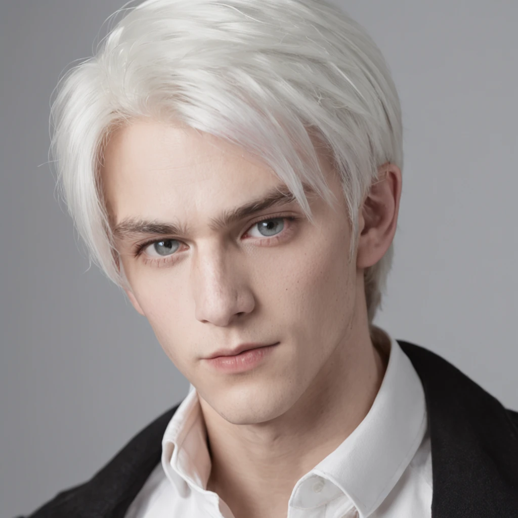1boy,male,young man,Pale teenager,Rose blanche,white shirt,bandagens,bloods,Low screen contrast,High brightness,White hair