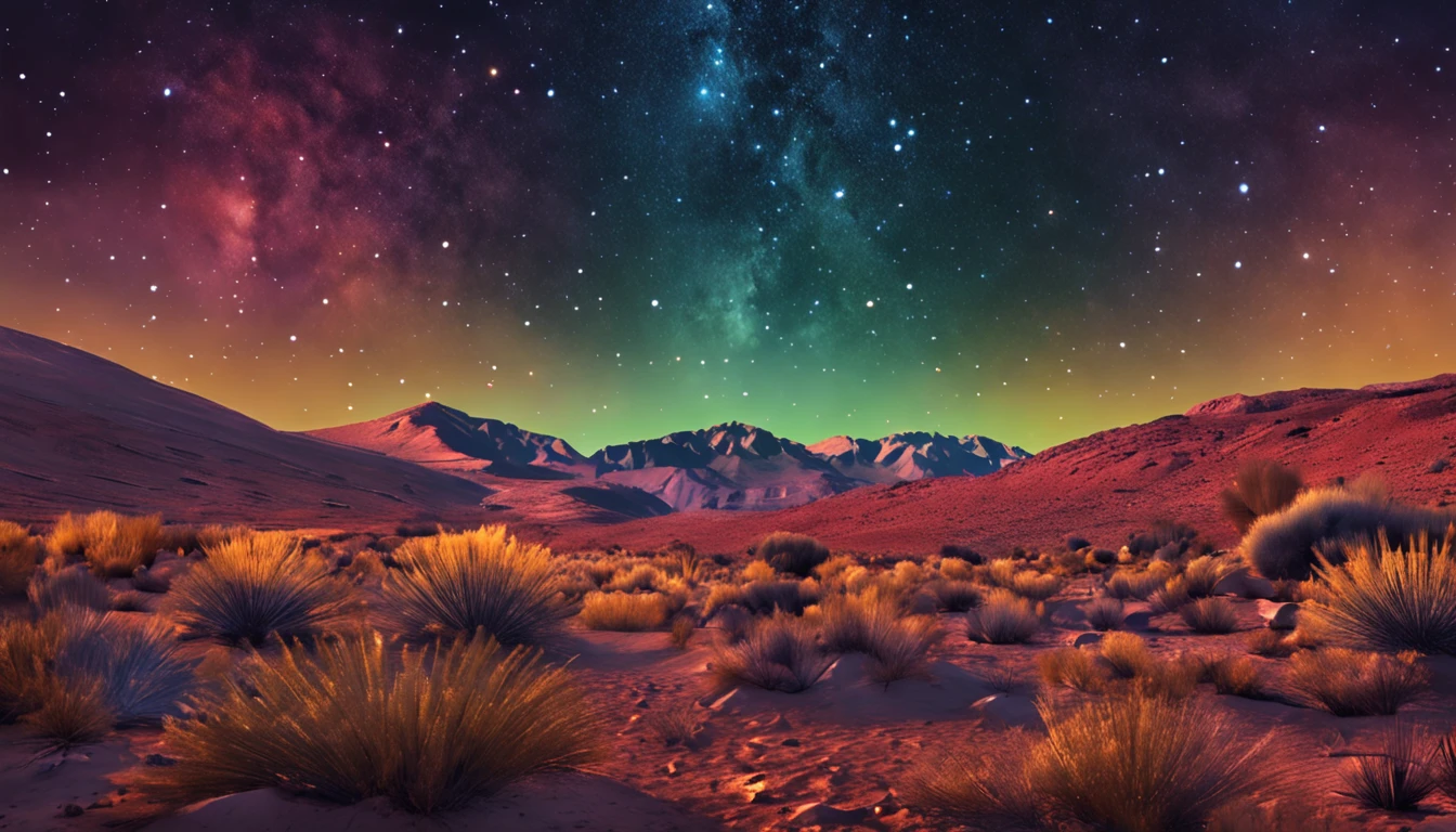 breath-taking,Van Gogh style starry sky,In the quaint night sky,((Rolling desert)),the expanse,