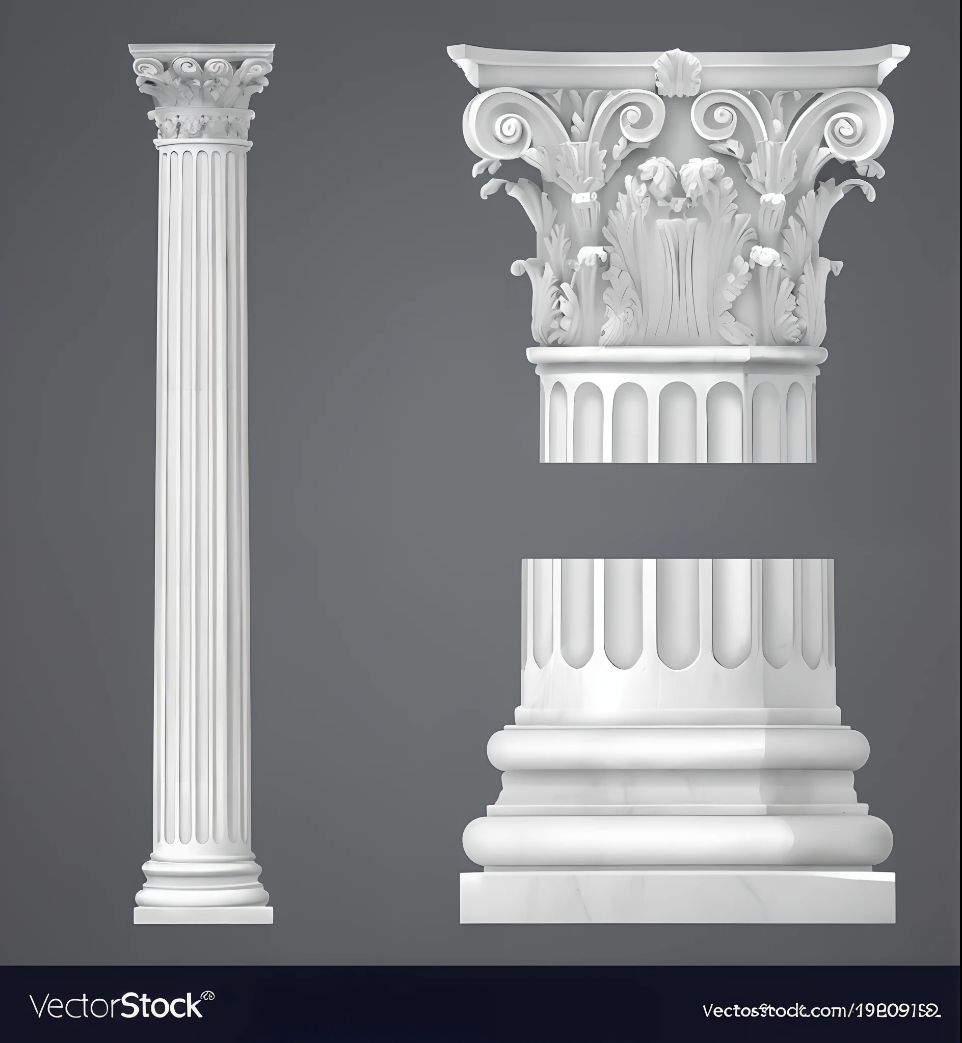 a set of three white columns with a capital on the top, classicism style, neoclassicism style, large pillars, classical stone columns, roman pillars, old roman style, roman columns, ancient roman style, detailed classical architecture, classicism artstyle, marble white columns, huge greek columns, giant greek columns, classical architecture, photorealistic detailed picture, roman architecture