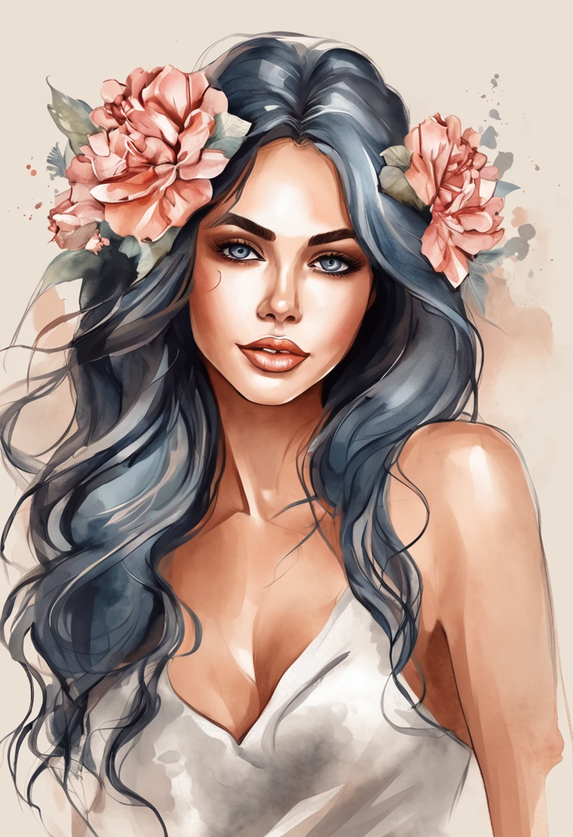 mulher com cabelo encaracolado preto, Olhos detalhados, top rosa e shorts jeans na praia, in digital illustration style, Beautiful digital illustration, stunning digital illustration, em estilo de arte bowater, stylized digital illustration, exquisite digital illustration, bela arte digital, realistic digital illustration, style cartoon illustration, detailed digital illustration, estilo bonito dos desenhos animados, arte vetorial altamente detalhada, Trend in Artstraction