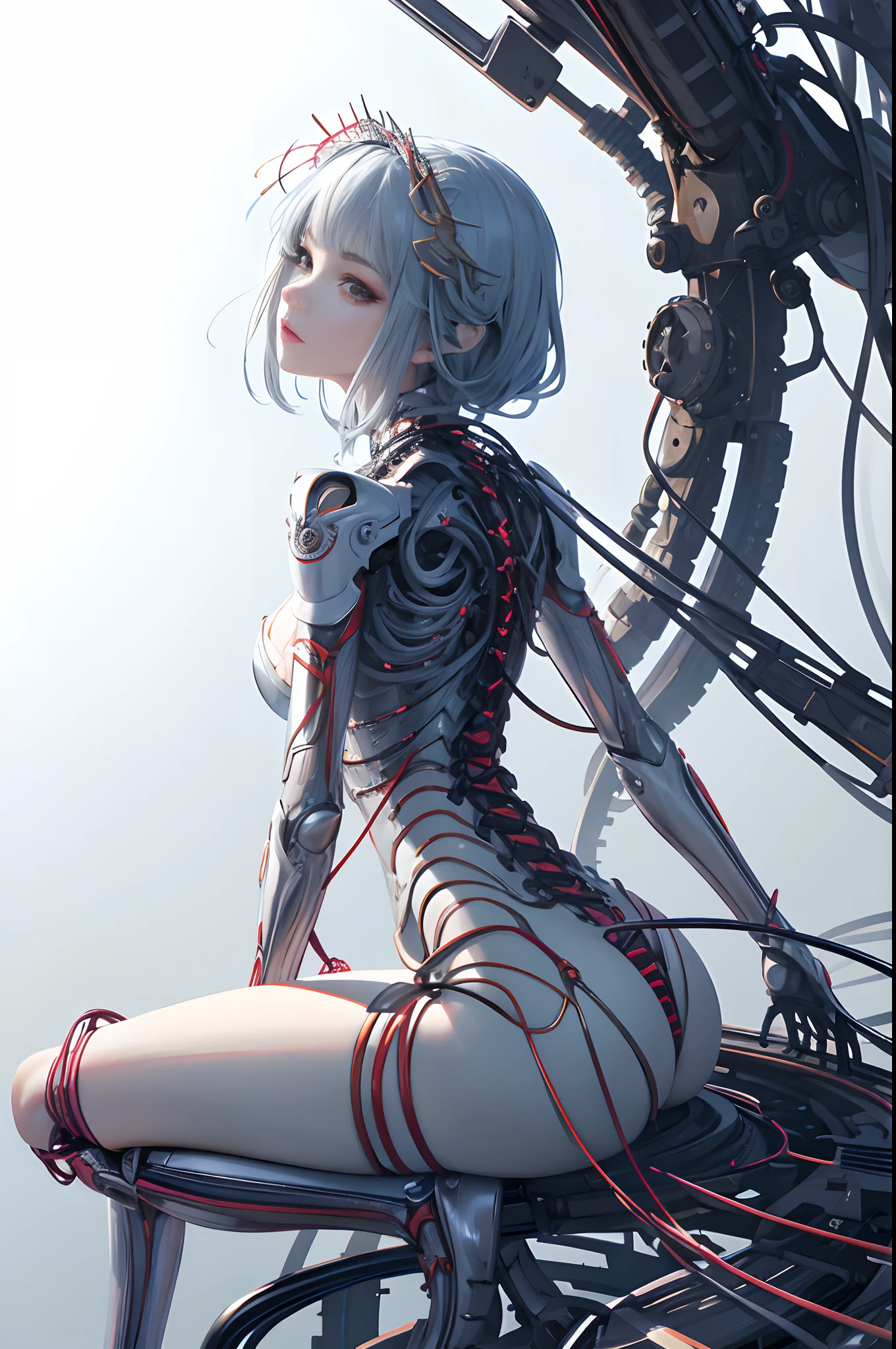 realistic detail,Exquisite facial features,metals,Machinary,morningglow