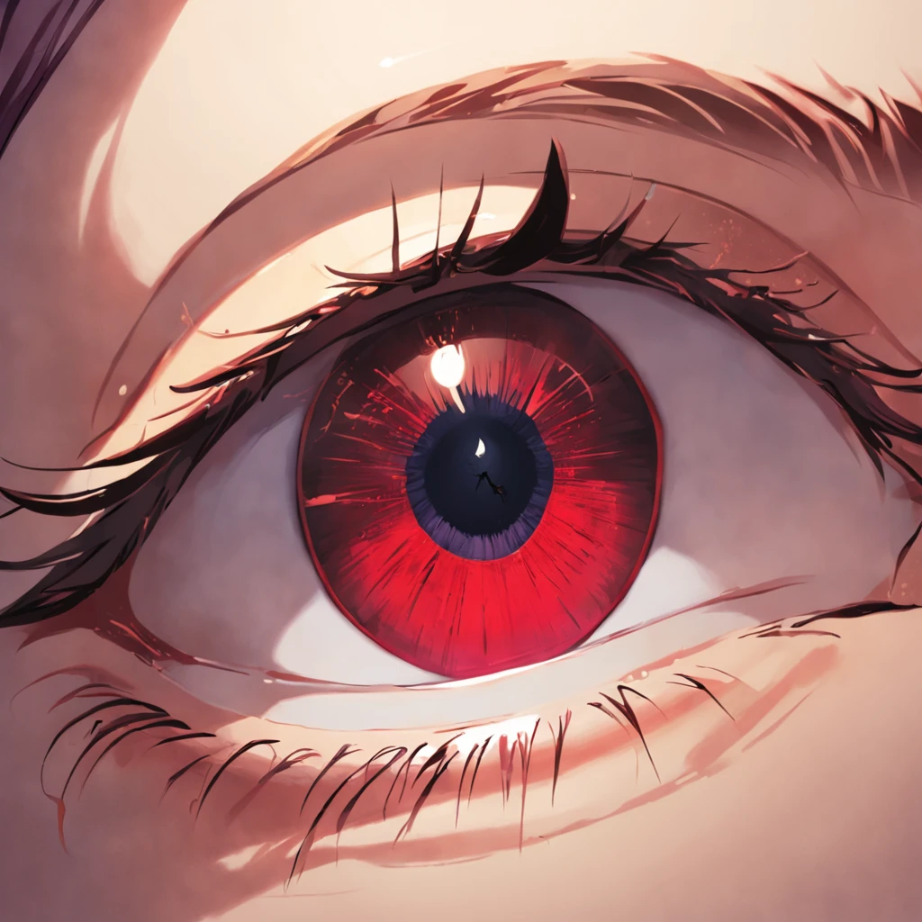 a close up of a red detailed eye, striking blue eyes, hyper realistic, 8k, high quality, extremely detailed, photorealistic, beautiful eyelashes, lifelike, (masterpiece:1.2), (realistic:1.4) anime style eye
