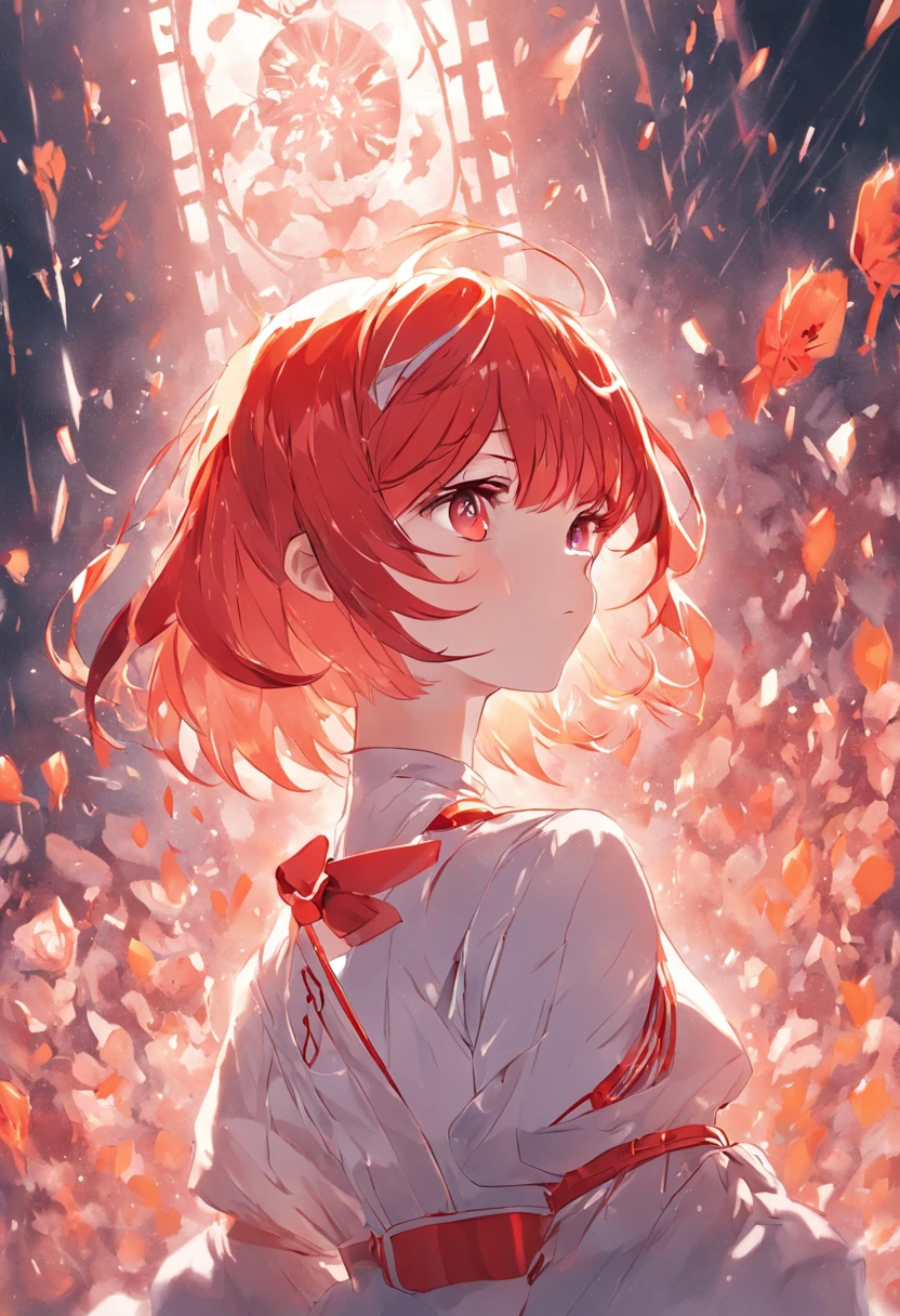 teens girl，Red roses，mandarin duck，white dresses，head portrait，eye glass，tmasterpiece，vectorial art，ultra - detailed，closeup cleavage，anime graphic illustration, Digital anime illustration,Official anime artwork, Best quality at best，超高分辨率, best shadow，style of anime4 K