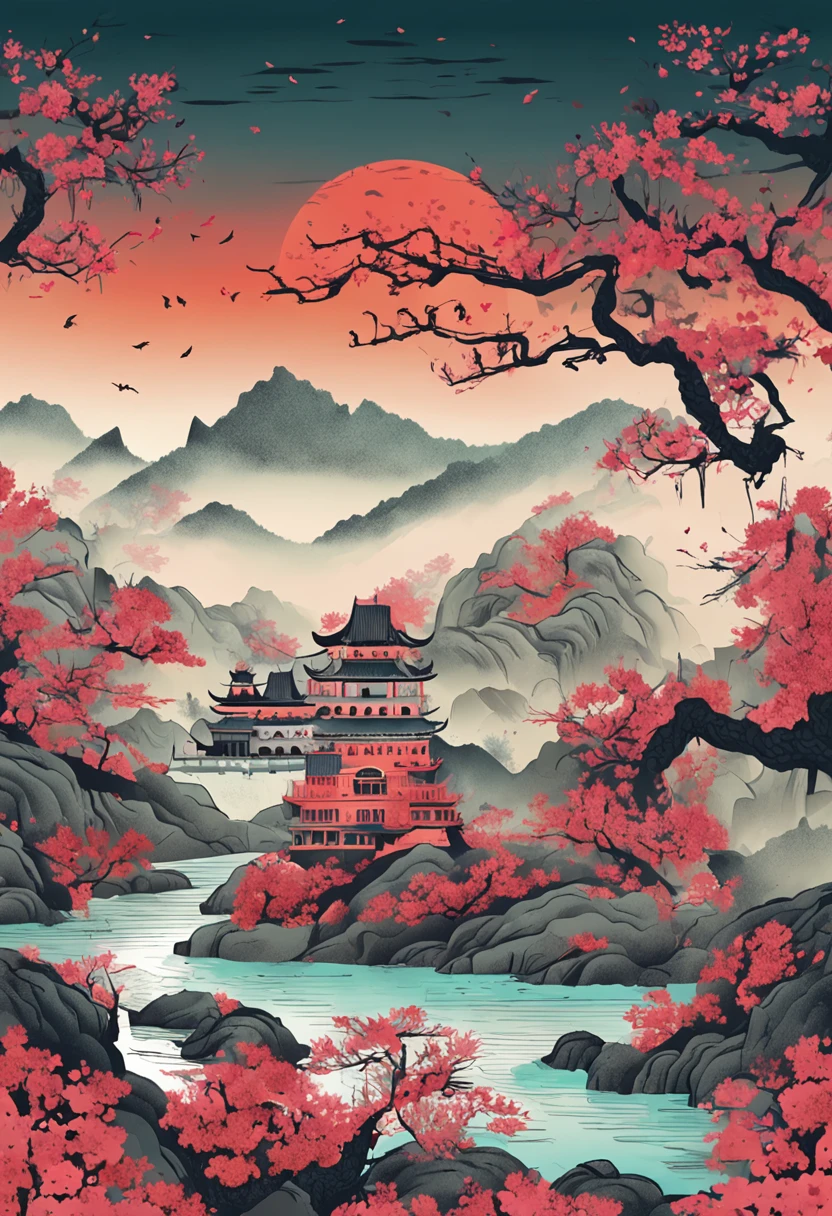 China-style,Ink landscape painting