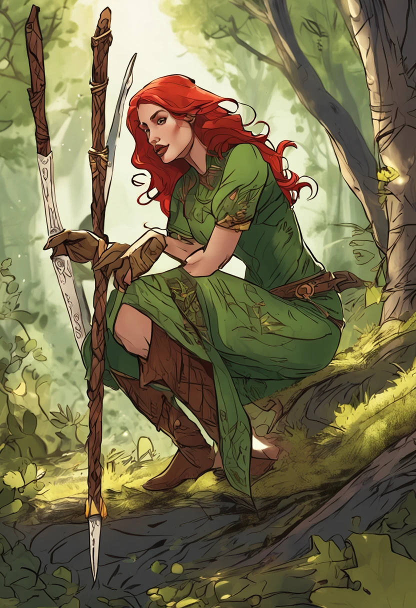 Elfa
Mulher
25 anos
Altura: 1,70 meters
Green eyes
Red hair
Long legs
Slim
Druid
Secluded in the Dark Forest
Seek adventure and a great love
Brave
Family of royal and distant lineage
Skilled survivor
It has two daggers
Fair trial
Loyal and companionable
Mysterious
Alignment: Chaotic Good
Clothes made of natural materials