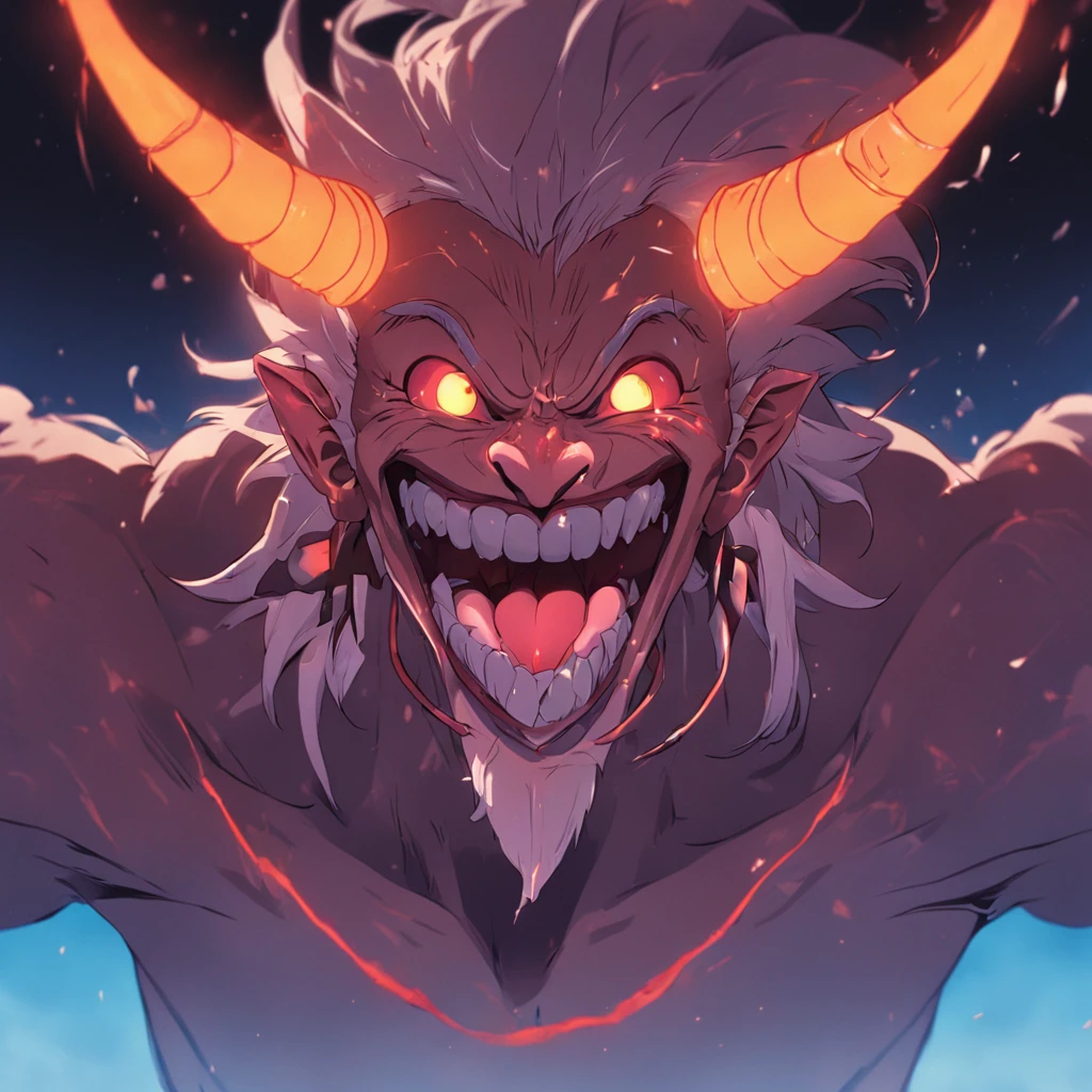 a handsome demon laughing