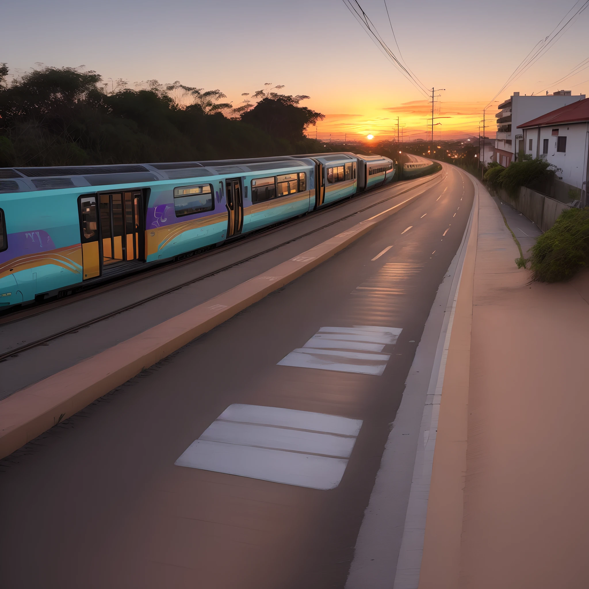 Por do sol, com 3 luas