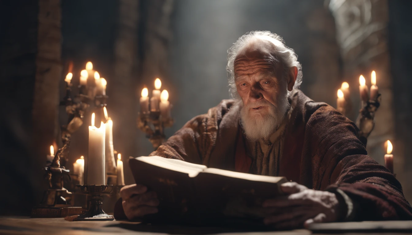 (Biblical Times) old man holding a luminous book in his hands. A frightening demon, symmetrical eyes, intricate details, Horns, portrait, full face shot, F18, extremely detailed, ultra-realistic, Cinematic lighting, 4k, UHD, 3D octane rendering (Biblical Times) depth of field, Bokeh, realism, photorealistic, hyperrealism, professional photography, 8k UHD , DSLR, HDR , master piece, best quality, grainy film, photorealistic painting, Fujifilm XT3