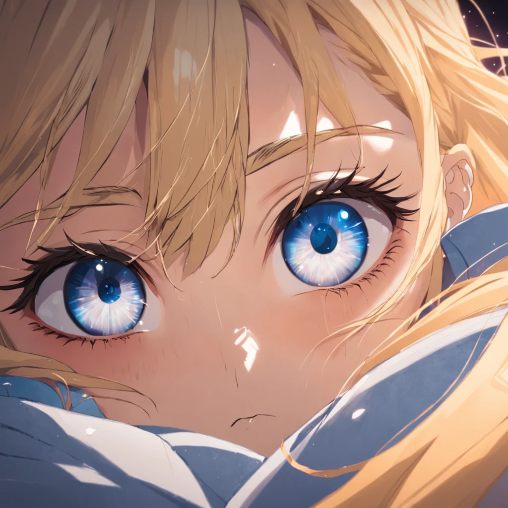 Crie uma imagem de olhos com a pupila diferenciada, no estilo anime
