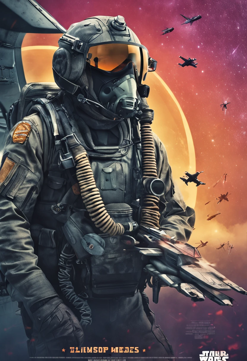 The pilot holds a combat helmet in his hand on the tarmac，Prepare to board a high-tech flying warplane，Sci-fi livery，High-tech weapons of war，Full of hope，epic sense，authentic
of shooting，Strong realism