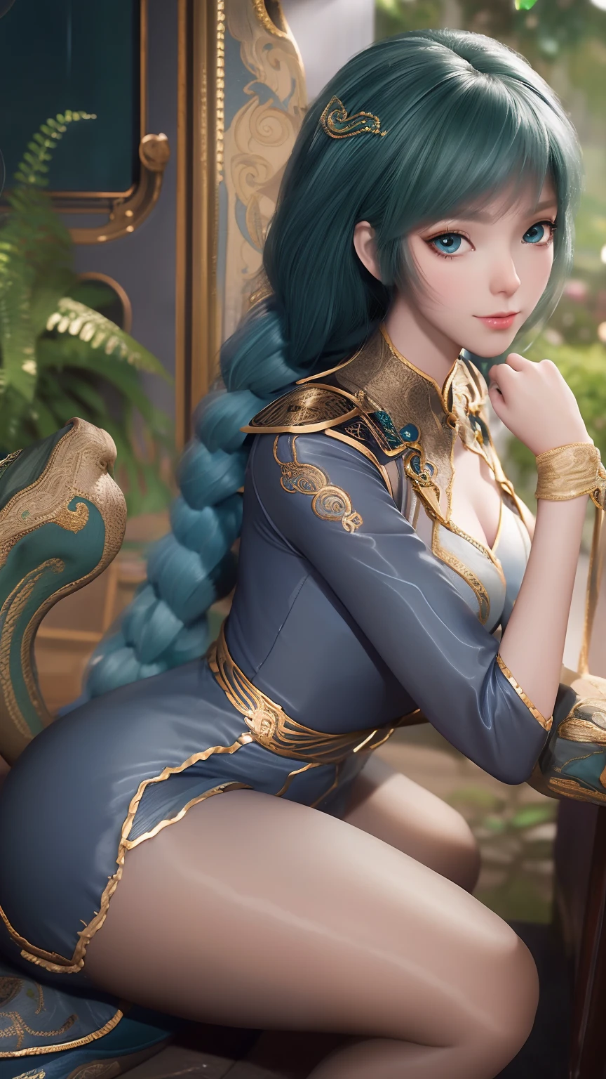 Arad woman in blue dress sitting on windowsill, cute anime waifu in a nice dress, trending on cgstation, 8K high quality detailed art, anime barbie in white stockings, highly detailed exquisite fanart, Extremely detailed Artgerm, the anime girl is crouching, flowing magical robe, beautiful and seductive anime woman, WLOP and Sakimichan