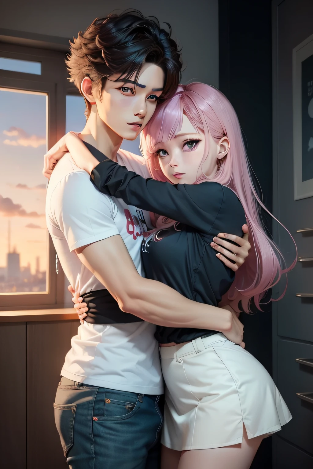 A scandalous girl kissing a scandalous boy