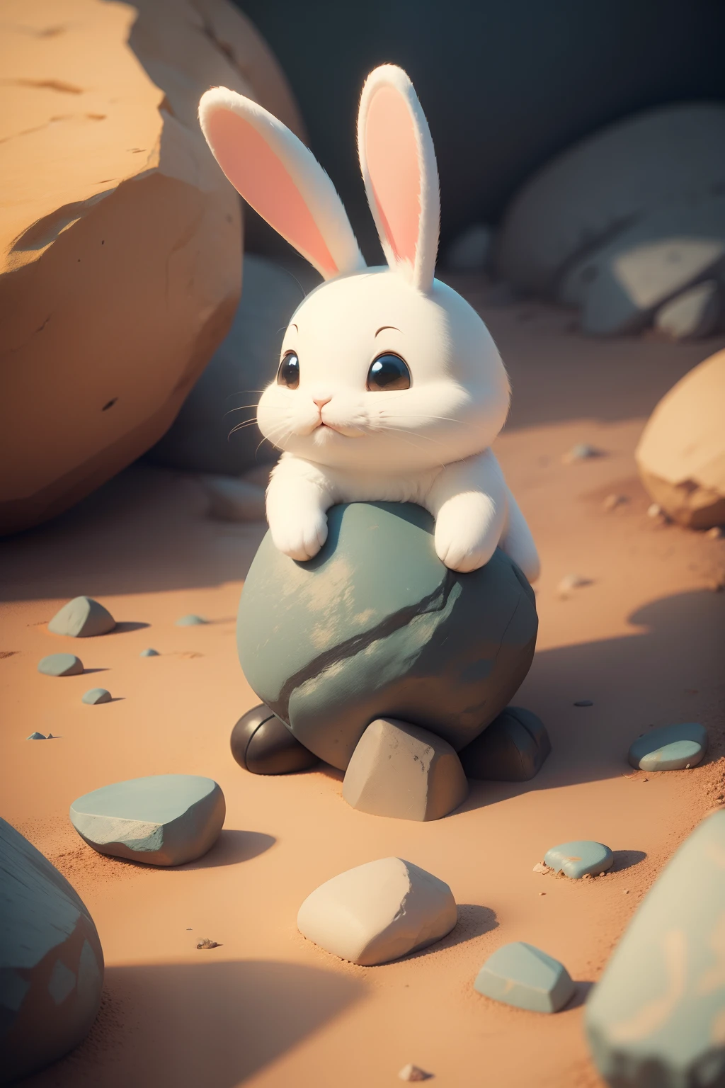 Play with rock cartoon bunnies,adolable,Hilariously,8k