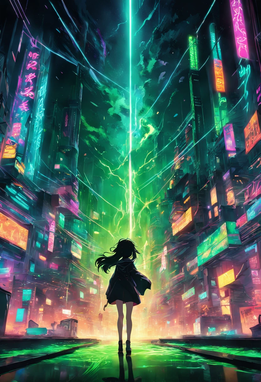 Colorful green background, Neon - AR 3:2