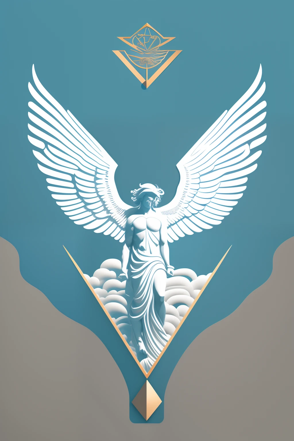 Minimalist Icarus logo, inspirado no estilo de James Jean. simples, flat vector icon, com linhas e contornos bem definidos. Abordagem centralizada e minimalista. It combines mythological elements and artistic aesthetics characteristic of James Jean.