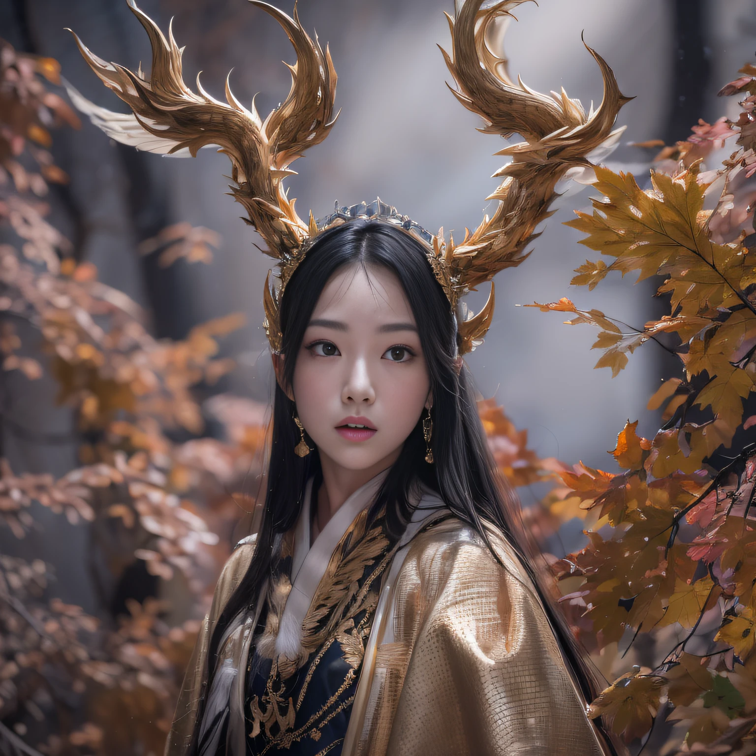 32K(tmasterpiece,k hd,hyper HD,32K)Long flowing black hair,Yellowstone,Tongzhou girl ,Flame protector(realisticlying:1.4),Flame dragon pattern robe,Purple-pink tiara,The leaves flutter,The canyon background is pure,Hold your head high,Be proud,The nostrils look at people, A high resolution, the detail,autumnal, RAW photogr, Sharp Re, Nikon D850 Film Stock Photo by Jefferies Lee 4 Kodak Portra 400 Camera F1.6 shots, Rich colors, ultra-realistic vivid textures, Dramatic lighting, Unreal Engine Art Station Trend, cinestir 800,Hold your head high,Be proud,The nostrils look at people