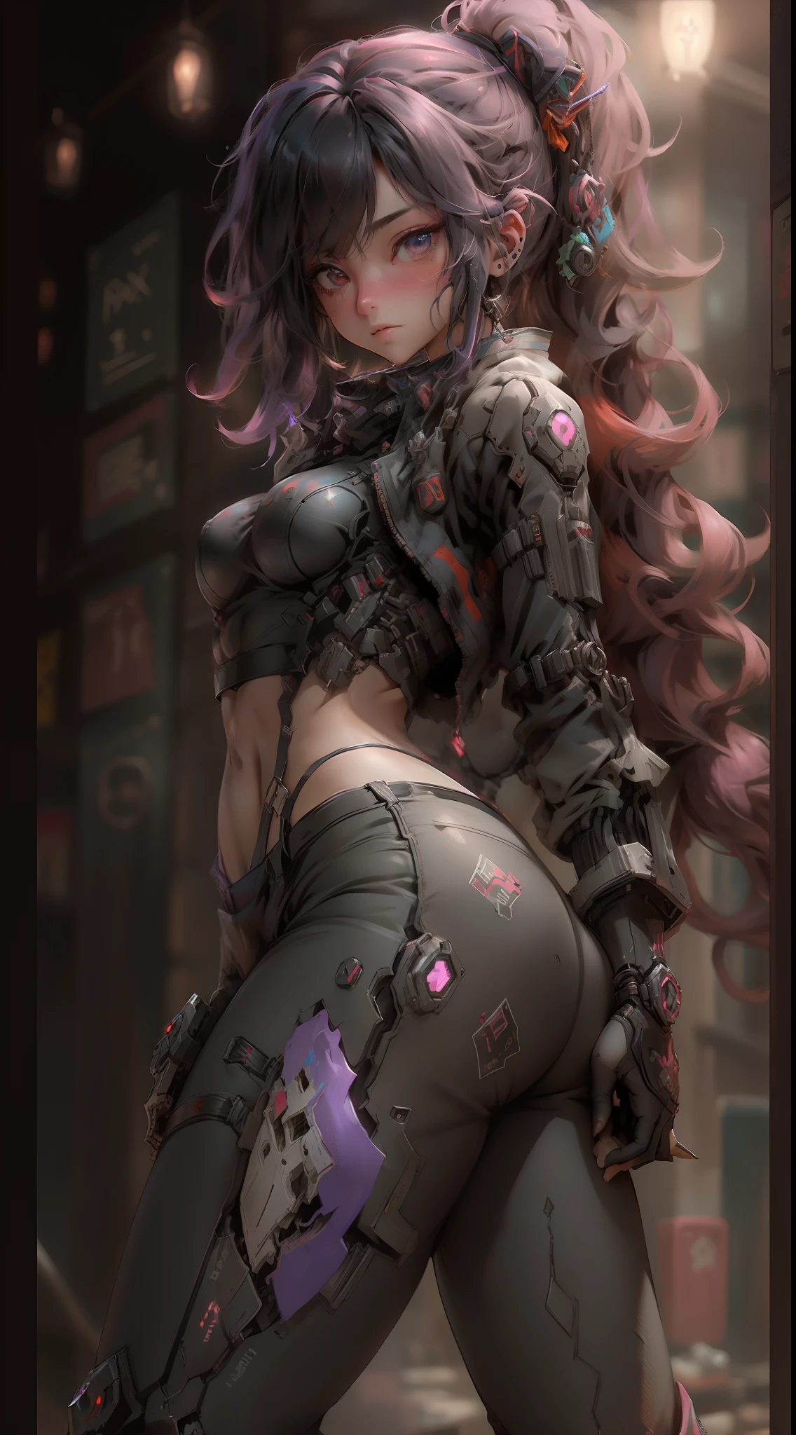 [unreal engine:1.4,UHD, ultra realistic 16k cg,Best quality:1.4, photorealistic:1.4, skin texture:1.4, masterpiece:1.4, Zero Two Darling en el Franxx, ((Red shiny latex pants)), (((pantalones metidos en su))),(desnudo), We see it from behind, Uso de un walkman, agachada apoyando los brazos en una barandilla de un edificio cyberpunk, Entorno cyberpunk, Vemos su en primer plano, ((perfecto)), delgado, small ass, Ella abre su, ((cabello rosado)), Pelo en coletas, ojos azul claro, ((The best quality)), ((obra maestra)), ( Altamente detallado:1.3), splendid, (cyberpunk:1.3) , (( perfecto)) ((vista)) (((Very small pantyhouse))), vida real, HDR (High Dymanic Range), Trazado de rayos, NVIDIA RTX, Super resolution, Irreal 5, Sub-Surface Scatterring , Texturas PBR, Procesamiento posterior, Anisotropic filtering, profundidad de campo, Alta nitidez y nitidez, Texturas multicapa, Mapeo de albedo y especular, Sombreado de superficies, Precise simulation of light-material interactions, proporciones perfectas, Renderizado de octanaje, Gobernante de tercios, amplia apertura, 8K RAW, High Efficiency Sub-Pixel, sub-pixel convolution, glow particles,