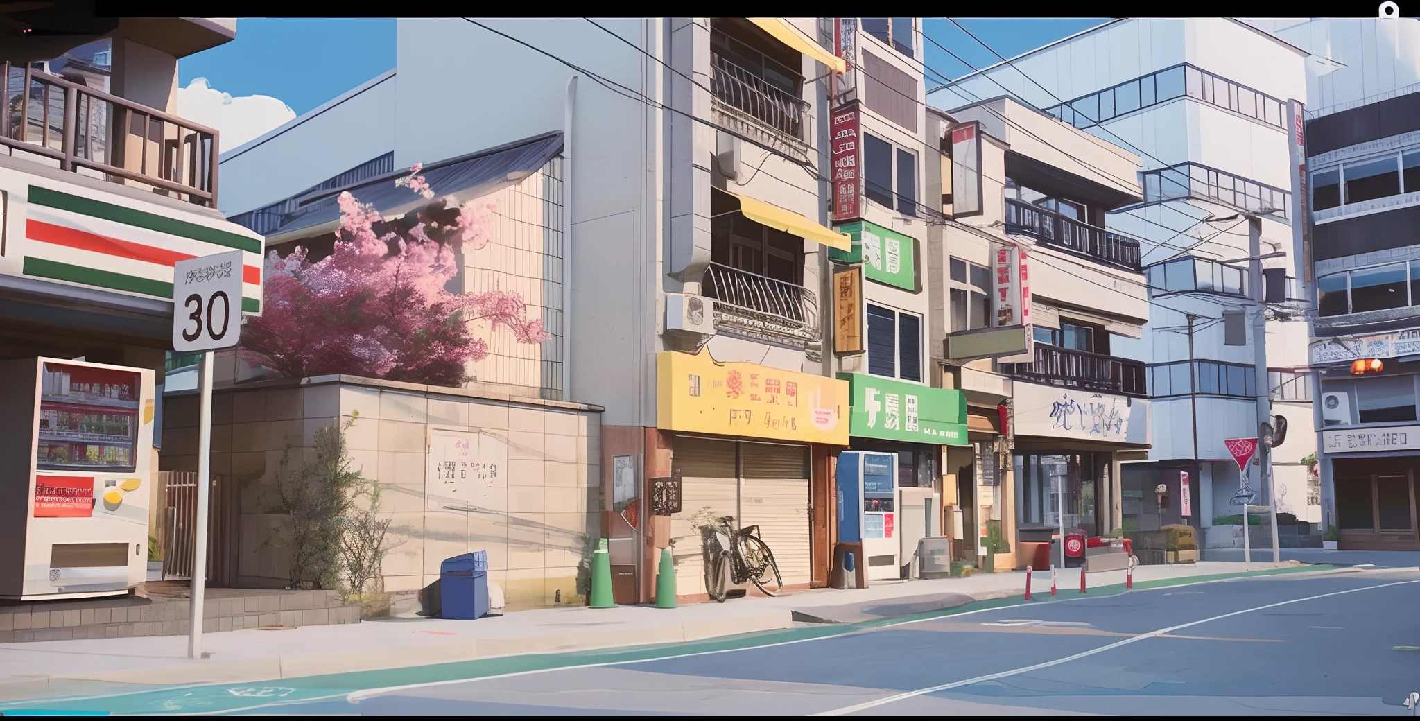 There is a picture of a bunch of buildings on a street, Realistic anime 3 D style, akihiko yoshida. illusory engine, japanese downtown, photorealistic streetscape, street japan, studio glibly makoto shinkai, rendering by octane. By Makoto Shinkai, Makoto Shinkai's style, japanese town, tokyo anime anime scene, tokyo - esque town