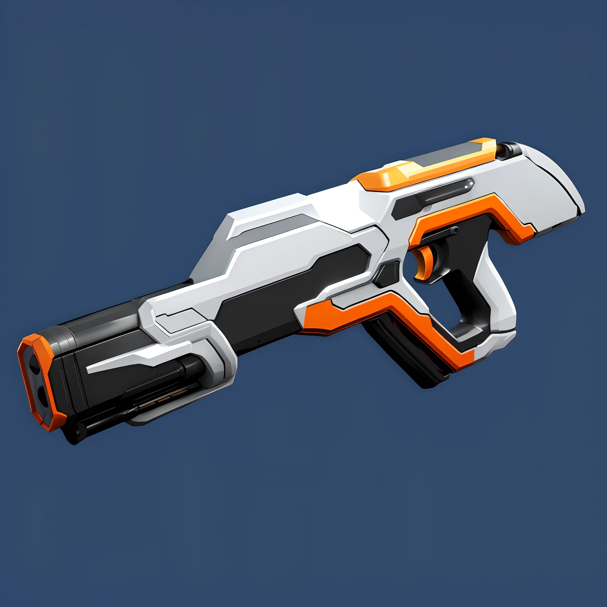 There is a yellow and white toy gun, futuristic weapon shotgun, futuristic gun, futuristic weapon, sci - fi weapon, futuristic pistol, futuristic assault rifle, realistic gun design, laser rifles, energy rifle, Weapon design, pulse rifle, realistic weapons, gauss rifle, laser rifles, weapon concept art, realistic gun, With a sci-fi rifle