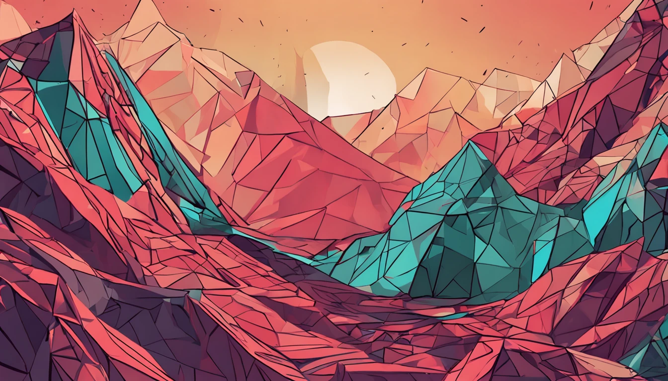 Triangular drawing with contrast between warm and cool tones