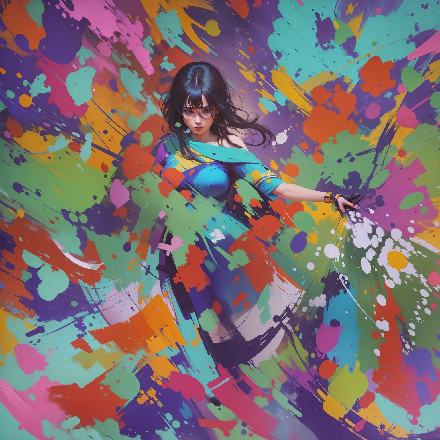 A painting of an ordinary woman from ancient Greece, abstrato.