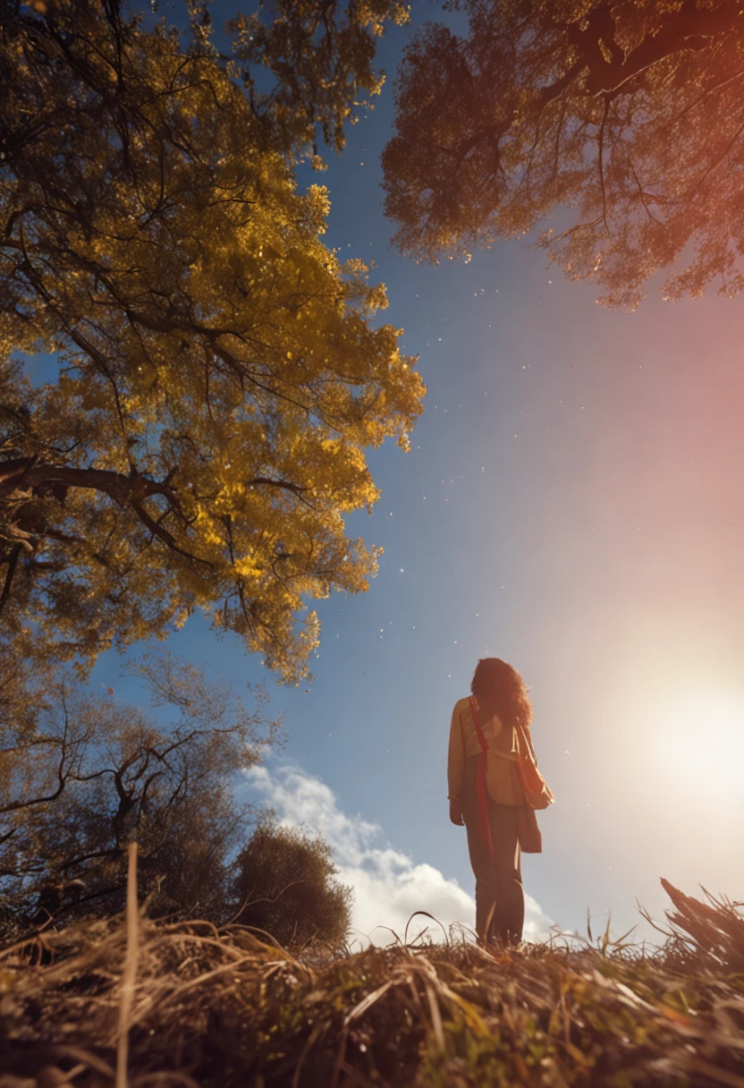 Una imagen de una persona alzando la vista hacia el cielo, con una mirada de esperanza y esperanza.