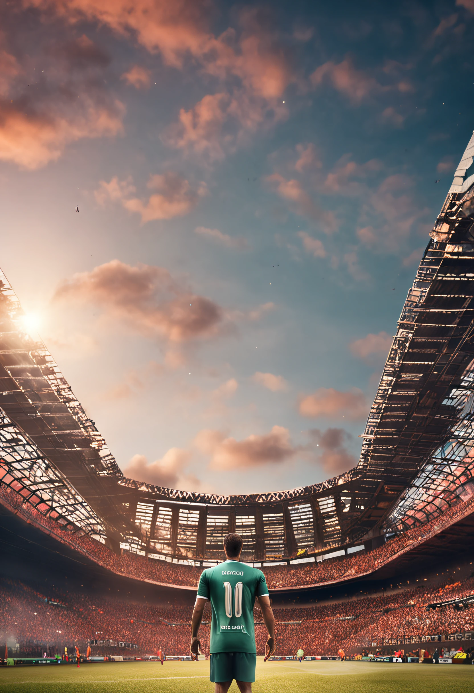 com blusa de time, football stadium, serious and exciting, para estampa de camisa