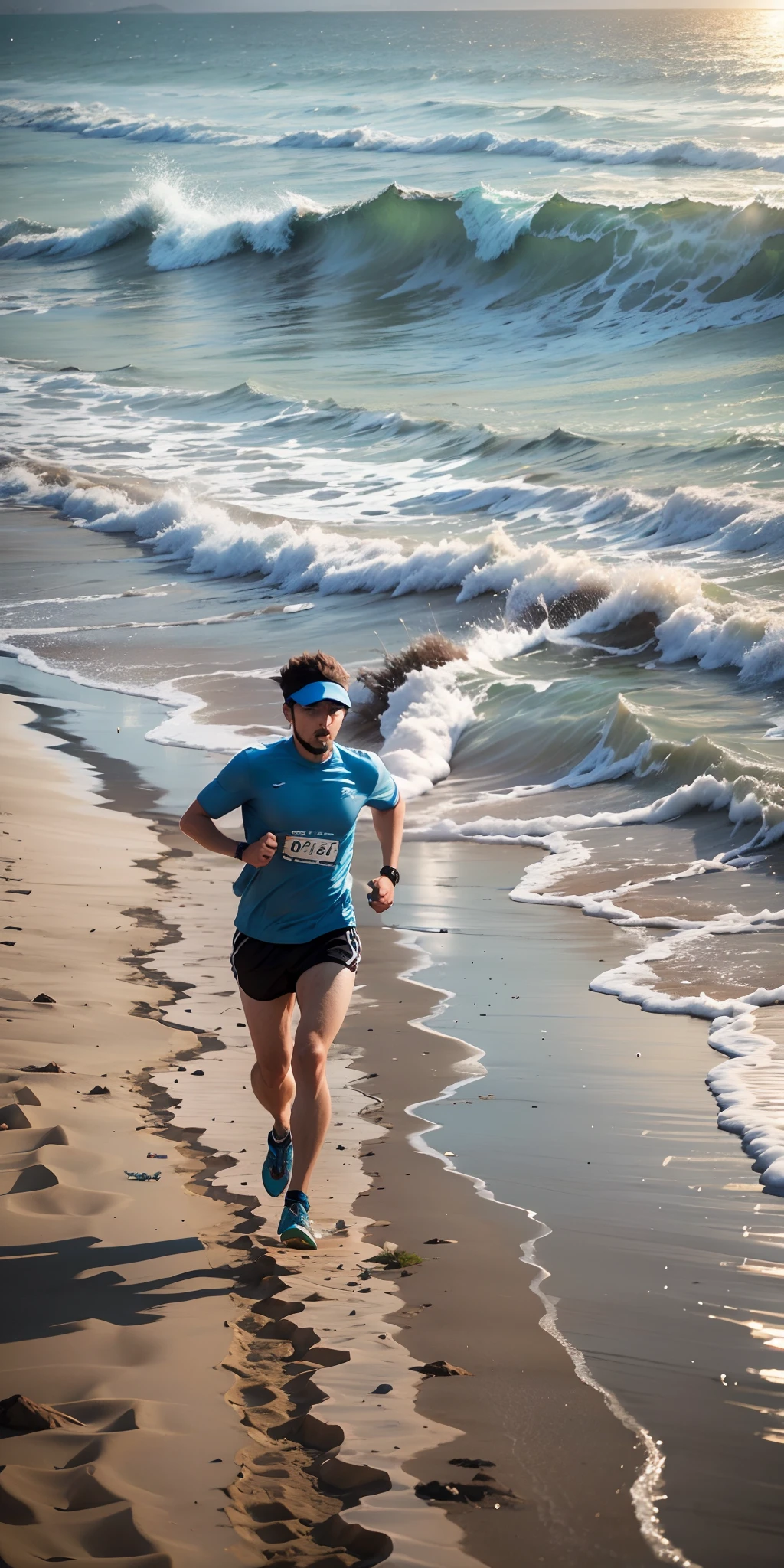 Image of a person running towards the beach --auto --s2