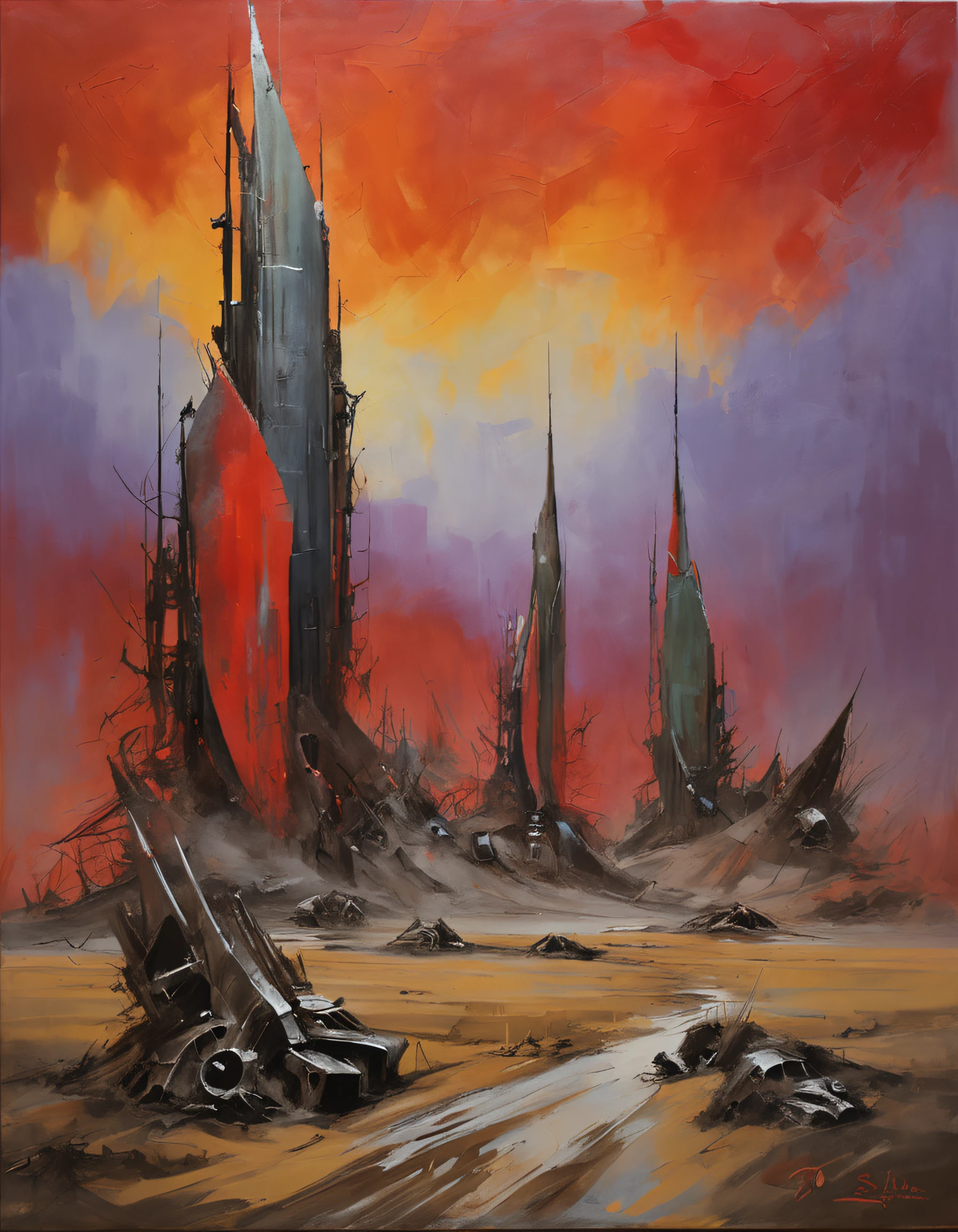 Future Battlefield,Alien Civilization War,Gunsmoke fills,A small mound,A red flag is planted on it,A soldier in armor,full armour,The background is the army of the SA,The picture is stunning,Magnificent,Magnificent,in the style of futuristic