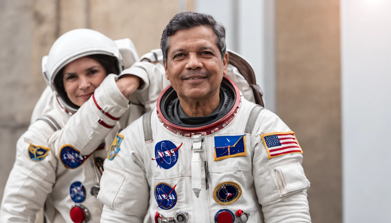 pastor alemao com roupa de astronauta no espaco