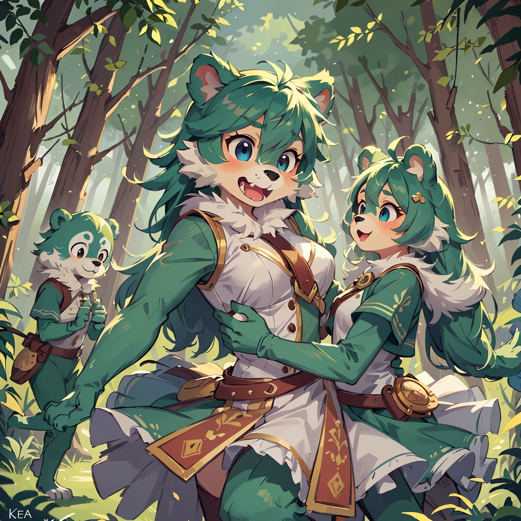 top quality, best quality, High-quality illustrations, masterpiece, super high resolution, detailed background, forest(super cute 1girl, bear, pair)singing, dancing, waltz, 6+boys, 6+girls, absurdres(highly detailed beautiful face and eyes)perfect anatomy, expression, good lighting, cinematic shadow(kemono, furry anthro)assorted poses, dynamic angle,