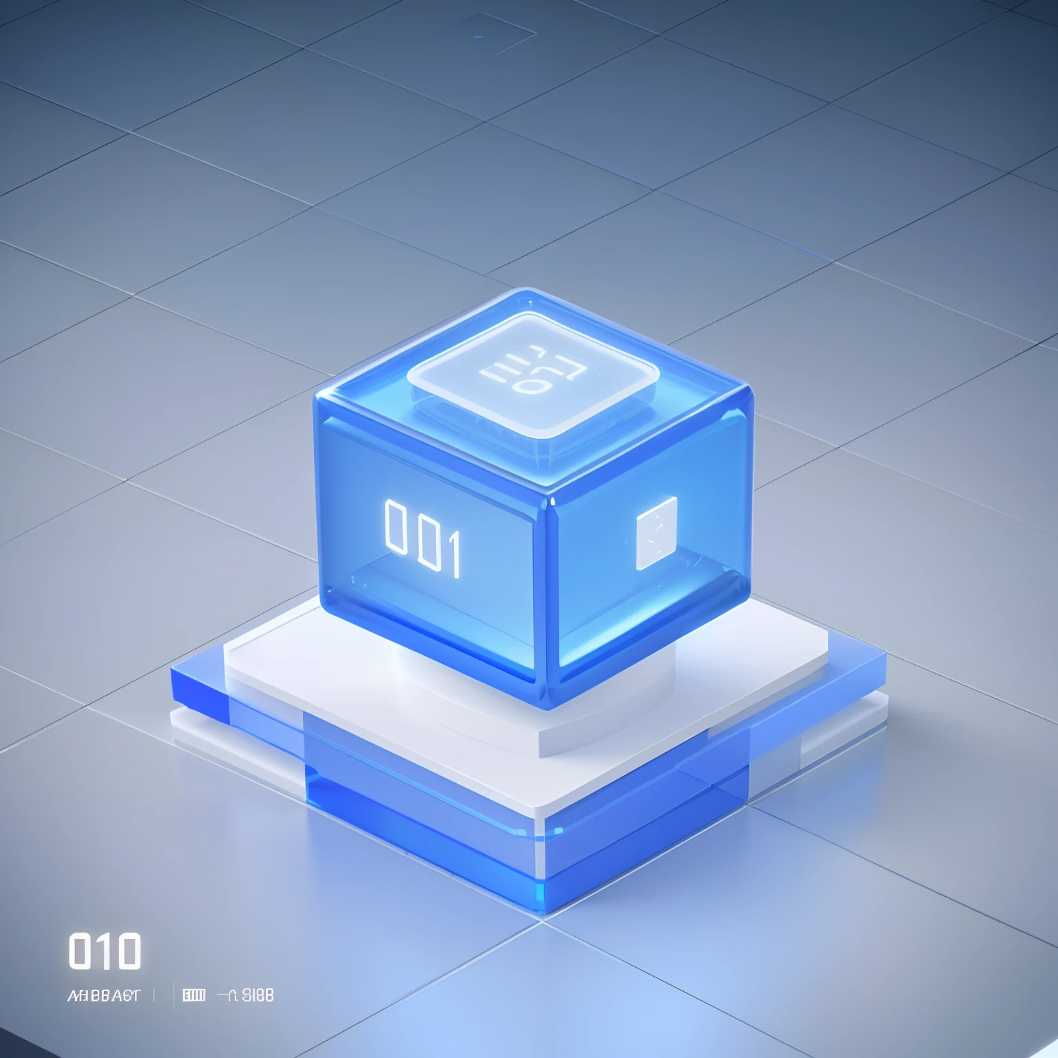 There is a blue cube,There is a clock on it, translucent cube, blueshift render, clean 3 d render, 3d game object, object concept art, prerendered isometric graphics, 3 d rendered in octane, 3d rendered in octane, rendered in octane 3d, Smooth 3D illustration, smooth 3 d illustration, holographic interface