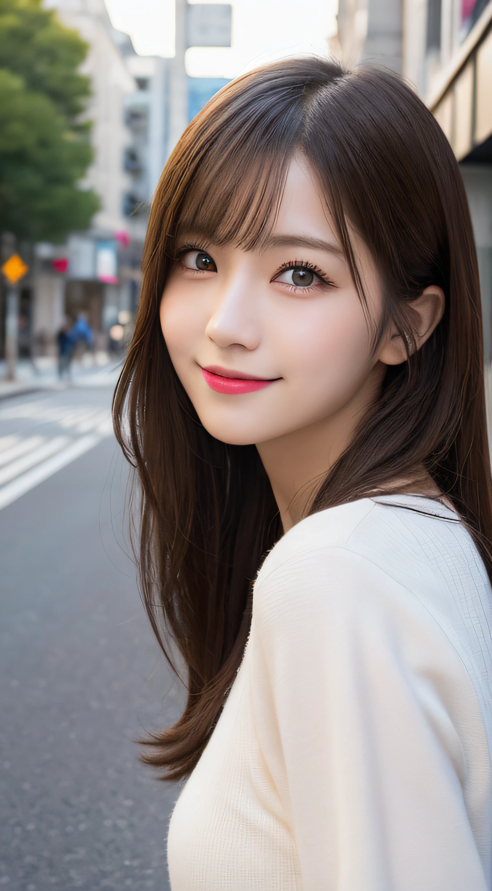 On the table, Best quality at best, illustratio, ultra - detailed, finely detailled, A high resolution, 8k wallpaper, Perfect dynamic composition, 美丽细致的眼睛, Women's fashionable winter clothing,Medium hair,Natural color lips for small breasts, Bold sexy pose,ssmile,Harajuku、20岁女孩、cute big breasts、Sexy shot looking at camera