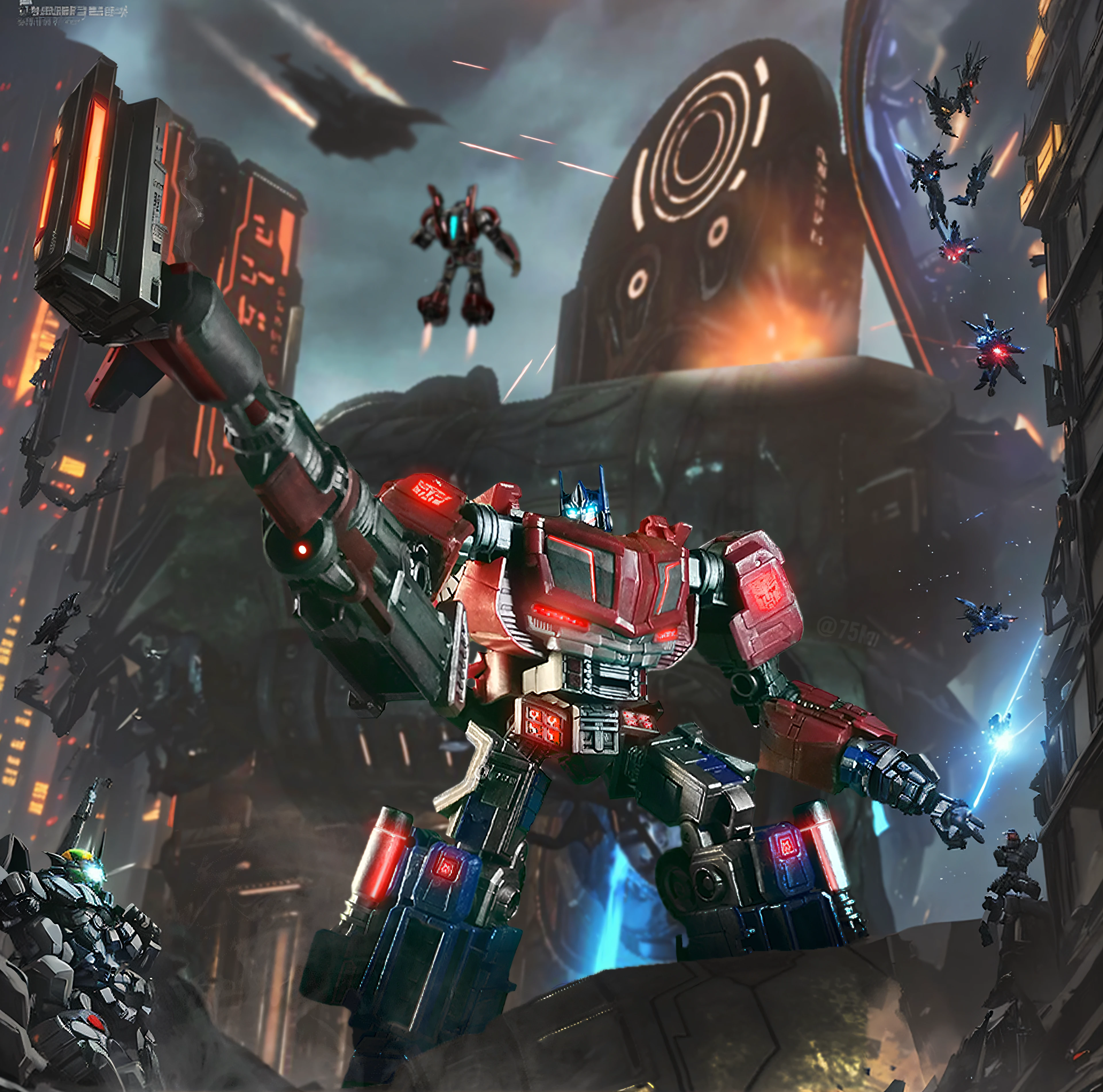 Transformers war robots in a futuristic city with giant robots, transformers fall of cybertron, transformers war for cybertron, Cybertron, From Transformers, The city of Aikensebotan, Optimus Prime, cybertronian, In the movie《Transformers》Curly, Transformer first generation, Transformer technology, video game screenshot>, Transformers toys, Transformers toys, Transformers, mech machines firing bullets