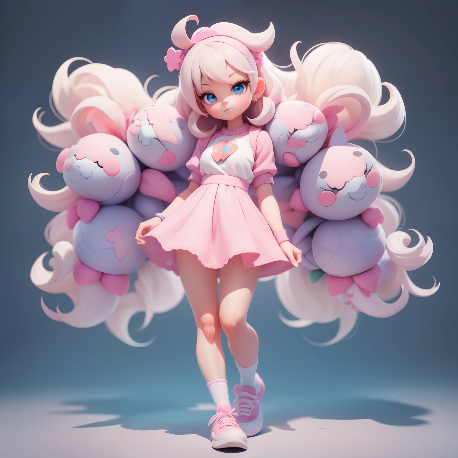 a super cute girl, full body, dreamy cute hair accessoriesPopmart Blind Box, IP design, clean and bright background3D rendering, OC rendering, 8k, soft focus, fine Glossysuper detail --ar 3:6 50 --q 2 --niji 5 --style expressive --s 2