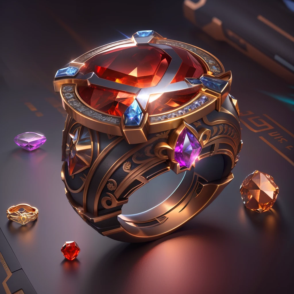 Masterpiece, Best quality, (Extremely fine CG unity 8k wallpaper), (Best quality), (Best Illustration), (Best shadow), Beautiful ring, crystal，Glow red，Ultra detailed