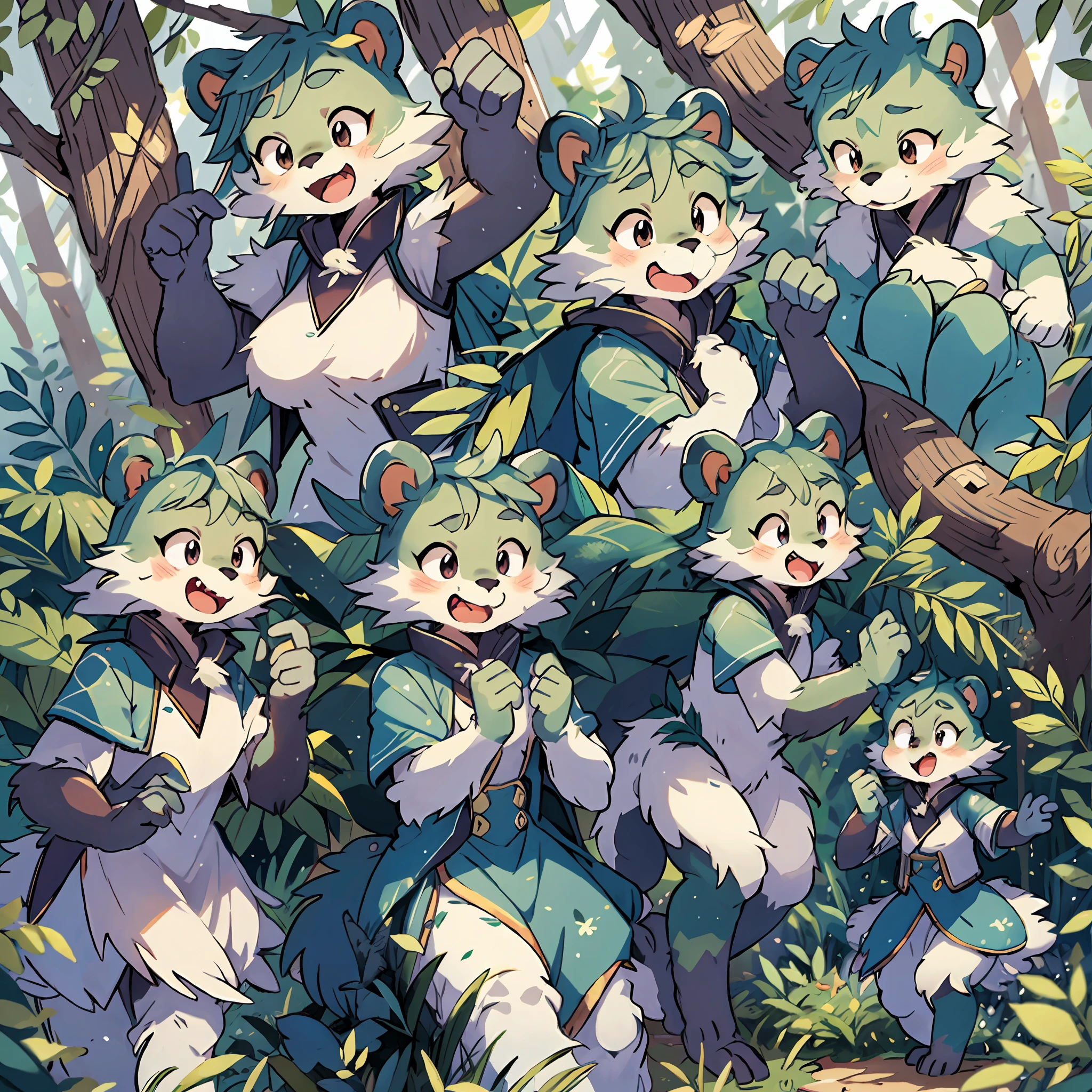 top quality, best quality, High-quality illustrations, masterpiece, super high resolution, detailed background, forest(super cute 1girl, bear, pair)singing, dancing, waltz, 6+boys, 6+girls, absurdres(highly detailed beautiful face and eyes)perfect anatomy, expression, good lighting, volumetric lighting, cinematic shadow(kemono, furry anthro)assorted poses, dynamic angle,