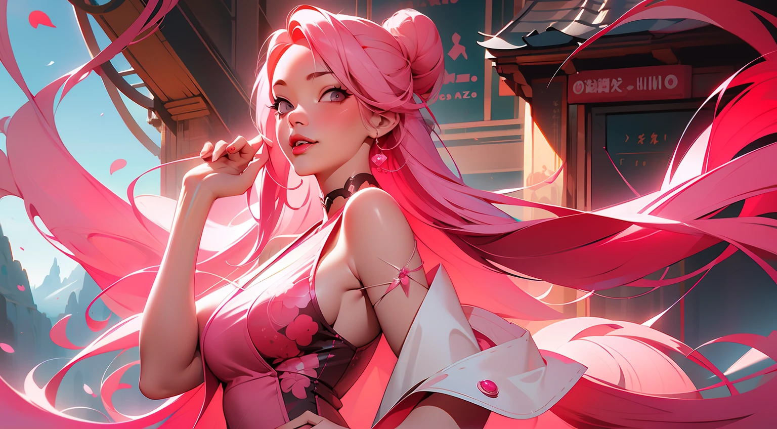 anime - style image of a woman with pink hair and a pink dress, cushart krenz key art feminine, extremely detailed artgerm, ! dream artgerm, artwork in the style of guweiz, style artgerm, artgerm lau, artgerm on artstation pixiv, style of artgerm