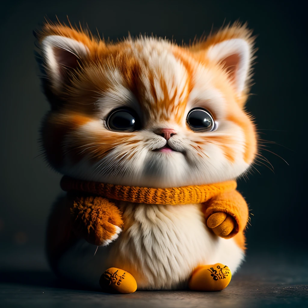 cat, orange, fat, garfield, no_humans, depth of field, disney style, DARK_Glam, wearing DRK_Glam, deep shadow, (dark: 1.4), (8k, RAW photo, best quality, masterpiece: 1.2), big expression happy with mouth
