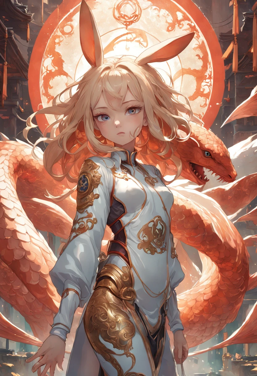 espalhamento subsuperficial, branco, koi, Rabbit deity in dragon armor, redemoinhos art nouveau, cores vibrantes, octane render, por jesper ejsing, james jean, justin gerard, tomasz alen kopera, cgsociety e fenghua zhong, altamente detalhado, luz de aro, arte, cinematic lighthing, muito coerente, hiper realismo, alto detalhe, 8 k, por Tyler Edlin, fotorrealista, ondulado, octano, 8k, bonito, o Garoto tem cabelo branco e olhos vermelhos. It is described by its ordinary appearance. Usually wears his iconic black and white sweatshirt, ele estava segurando uma adaga e Treinando seus ataques