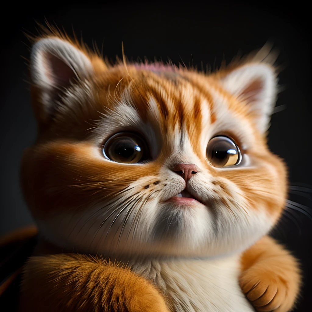 cat, orange, fat, garfield, no_humans, depth of field, disney style, DARK_Glam, wearing DRK_Glam, deep shadow, (dark: 1.4), (8k, RAW photo, best quality, masterpiece: 1.2), big expression happy with mouth