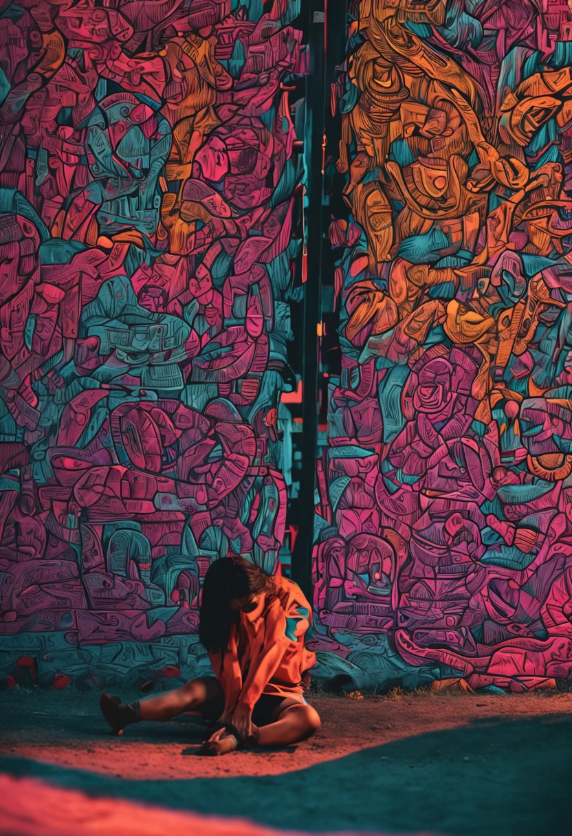 Many people squat with their heads in their hands